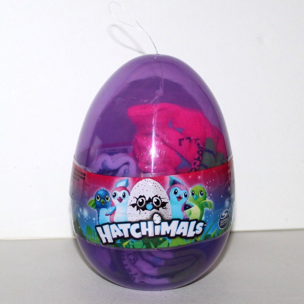 2 pair Hatchimals Children Socks in plastic egg size 3 - 9 Girl purple pink kid